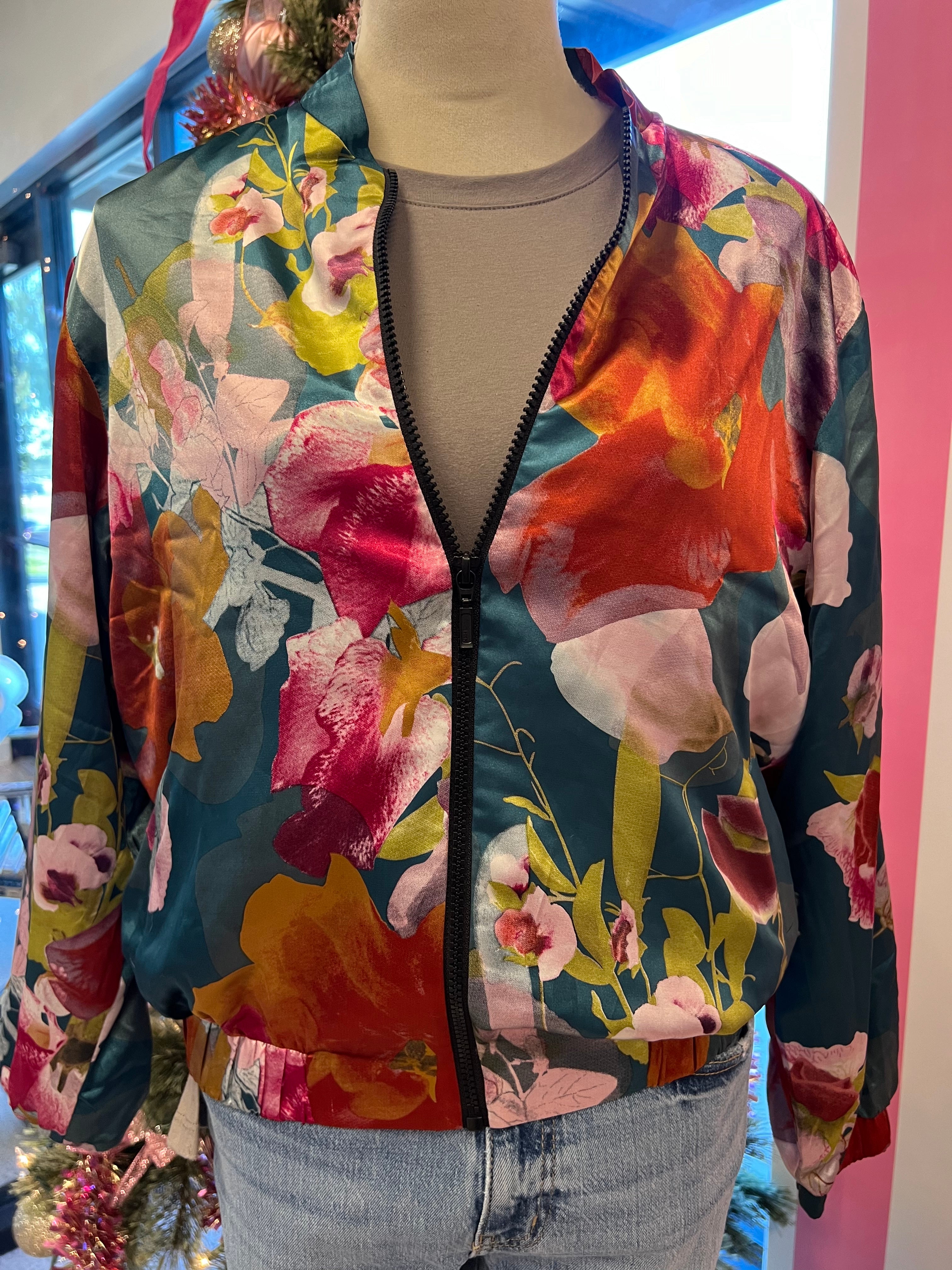 Teal Floral Jacket on Simply Obsessed