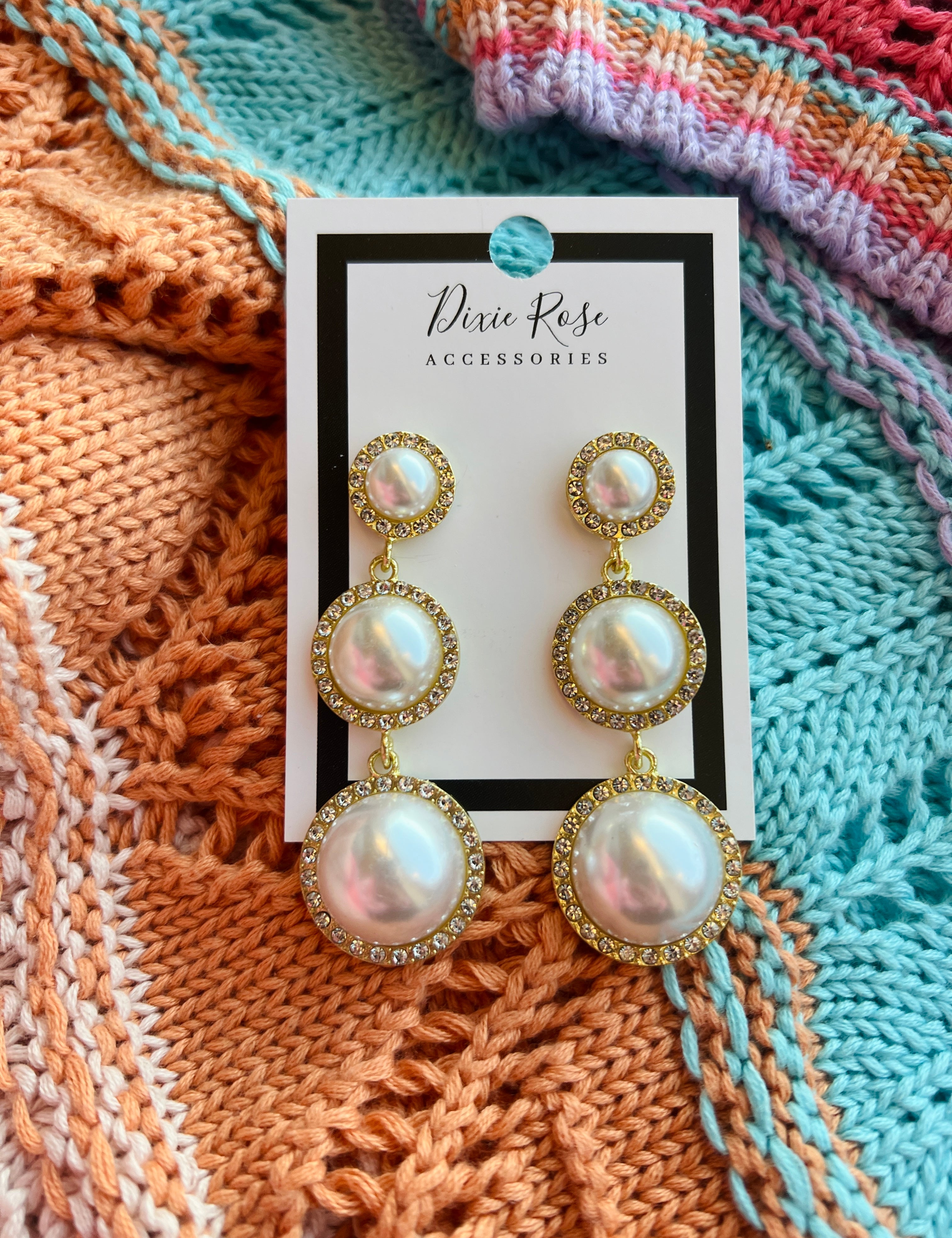Triple Bling Pearl Earrings on Simply Obsessed