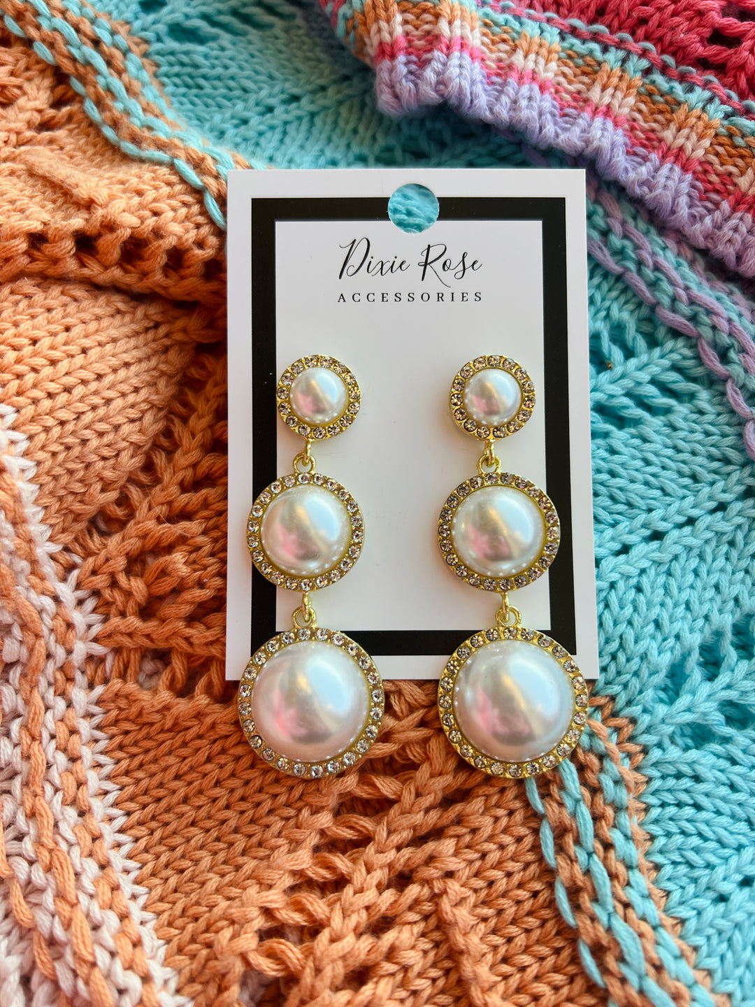 Triple Bling Pearl Earrings on Simply Obsessed