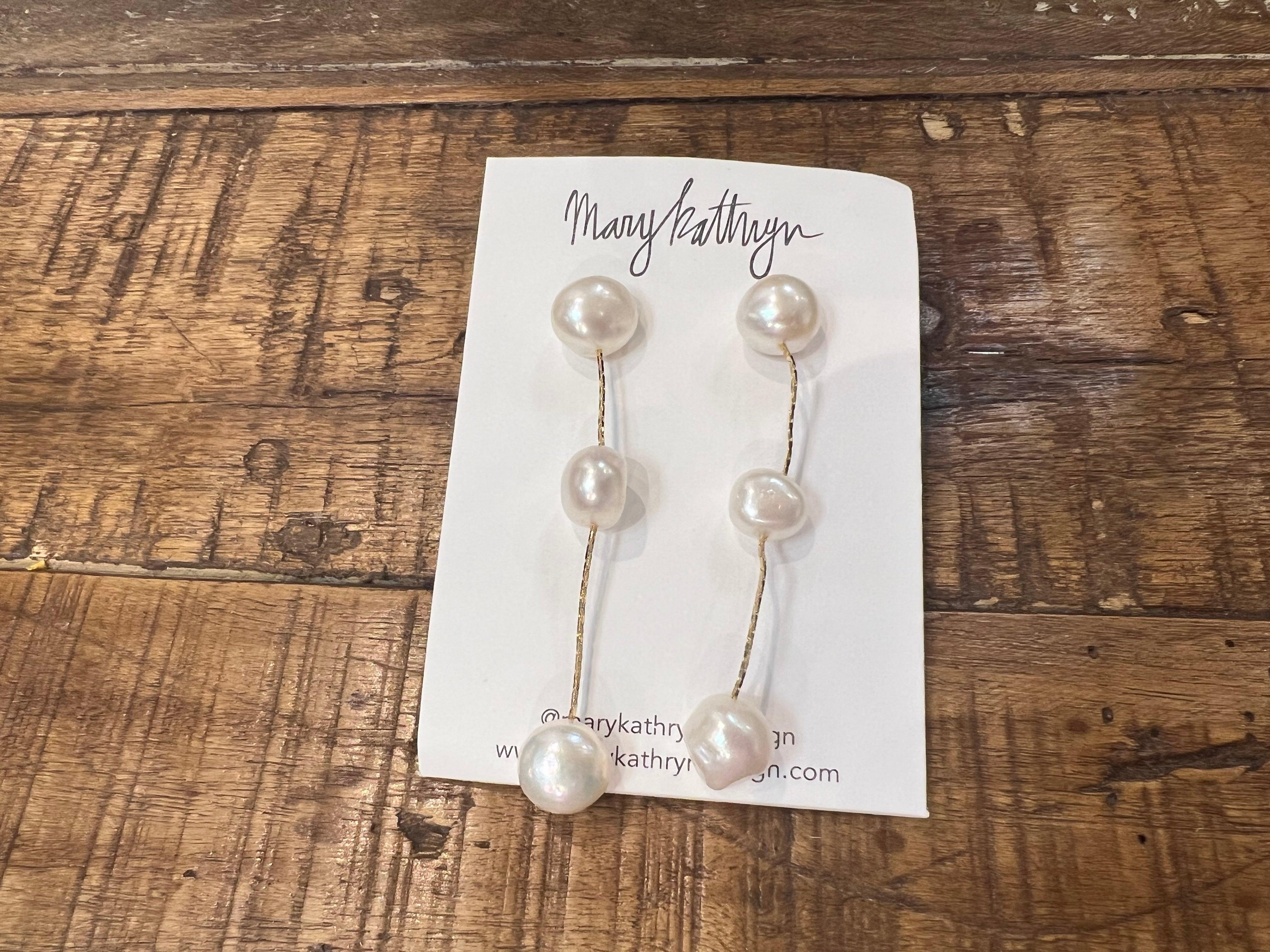 Triple Pearl Drop Earrings on Simply Obsessed