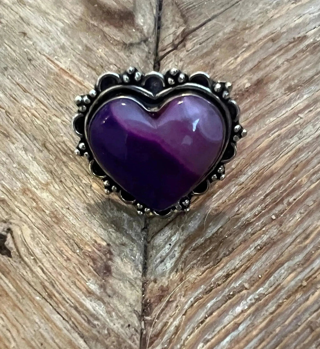 Turkish Silver Heart Botswana Agate Ring (Size 9.5) on Simply Obsessed