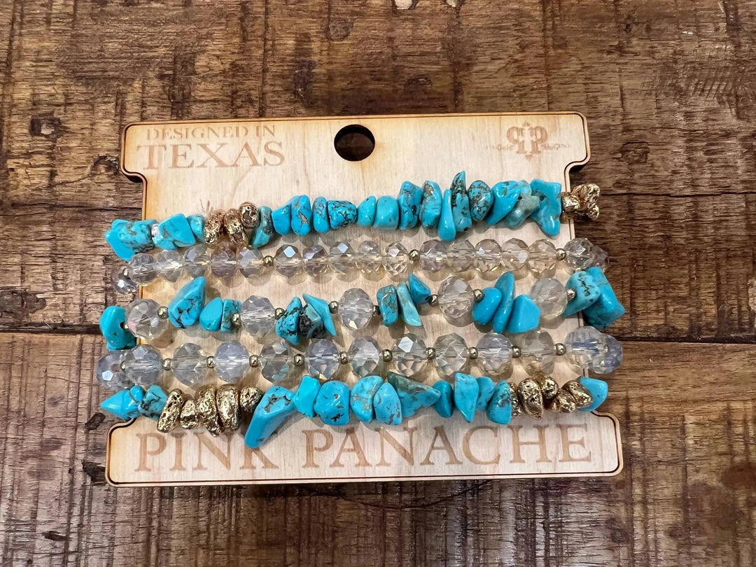 Turquoise/Clear Bracelet Stack on Simply Obsessed