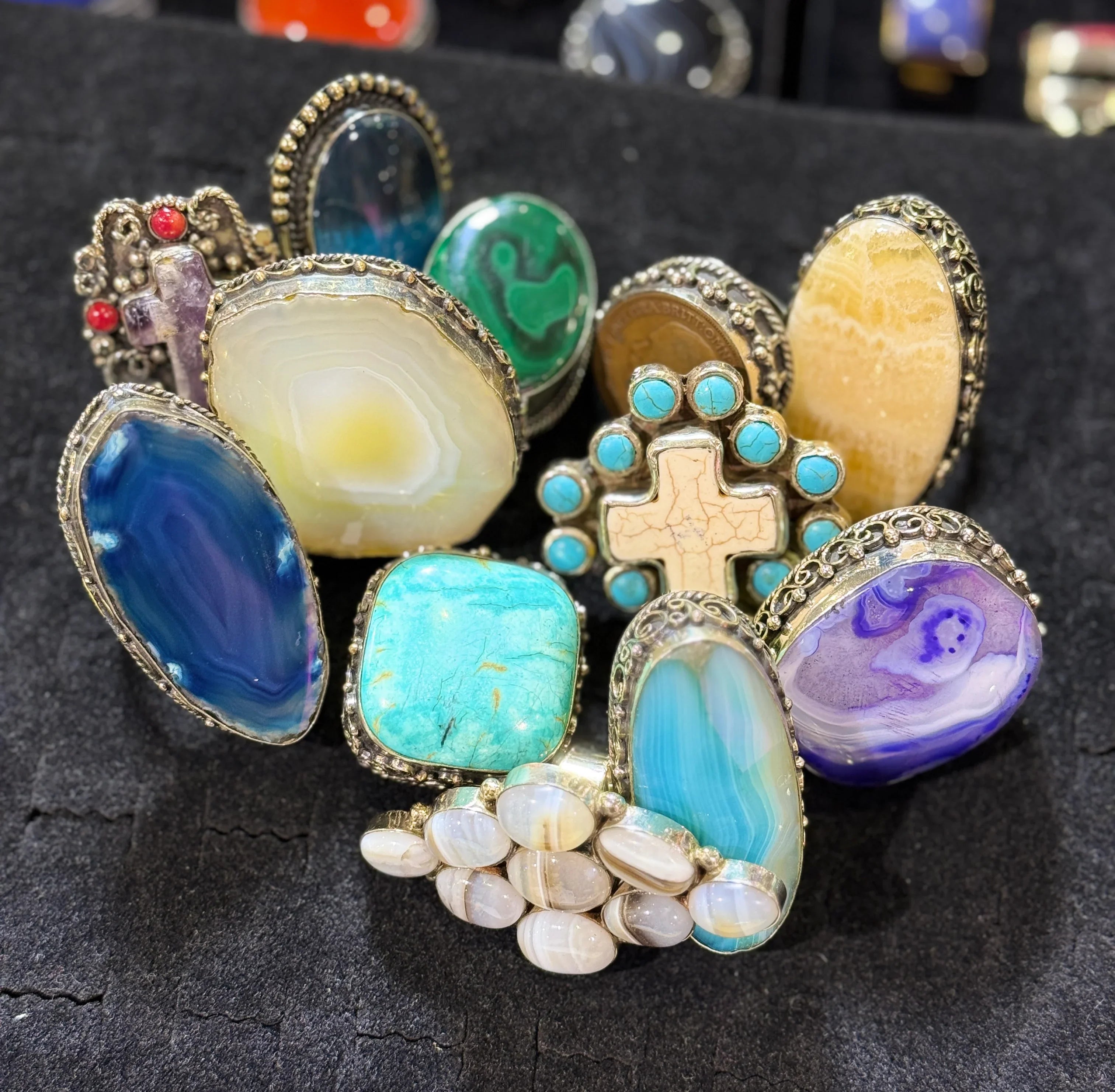 UJD $99.90 Assorted Adjustable Stone/Agate Rings 1-12 on Simply Obsessed