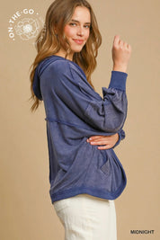UMGEE Loop Terry Mineral Washed Cardigan - MIDNIGHT on Simply Obsessed
