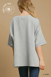 UMGEE Luxeknit Oversize Top - HEATHER GREY on Simply Obsessed