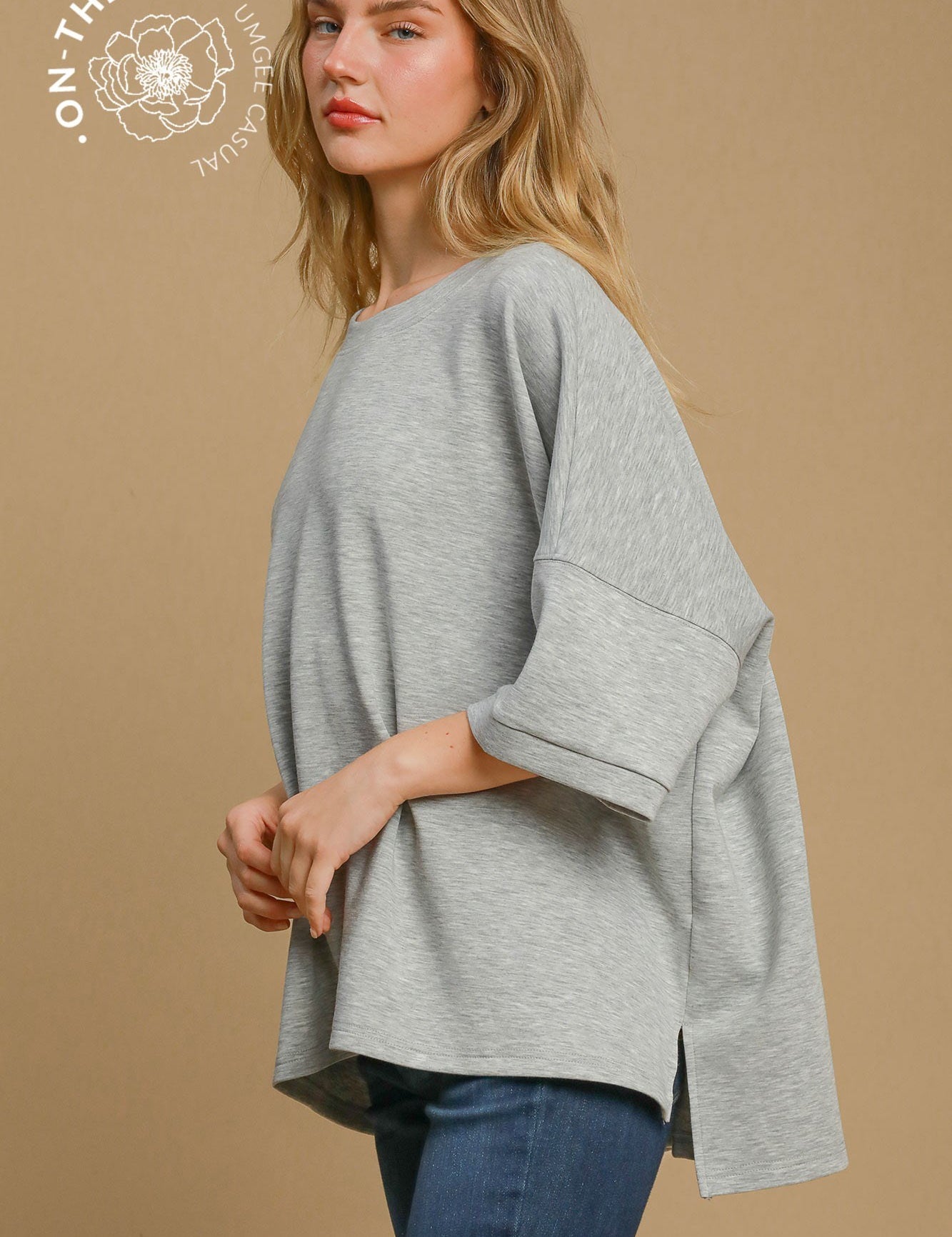 UMGEE Luxeknit Oversize Top - HEATHER GREY on Simply Obsessed