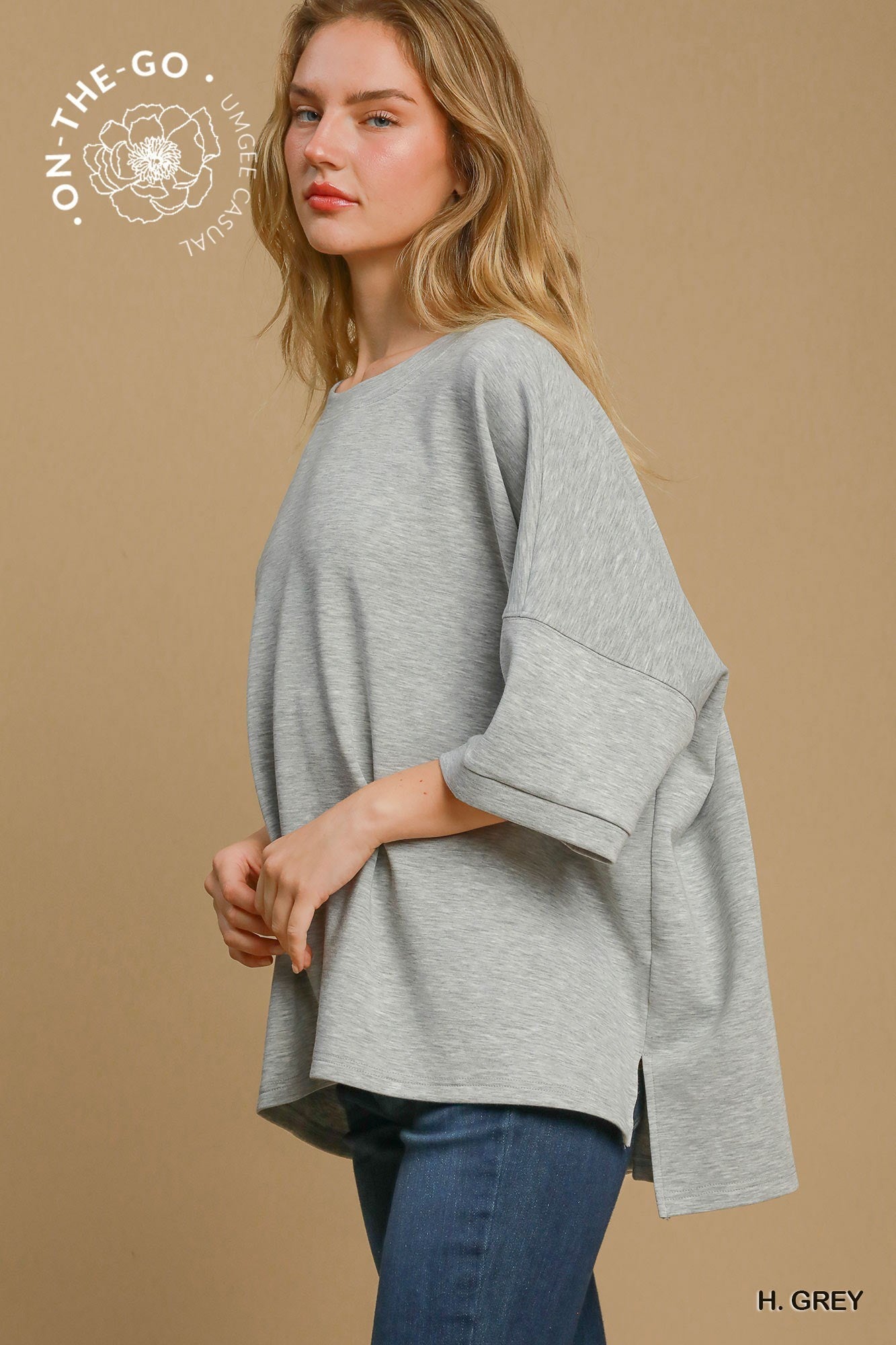 UMGEE Luxeknit Oversize Top - HEATHER GREY on Simply Obsessed