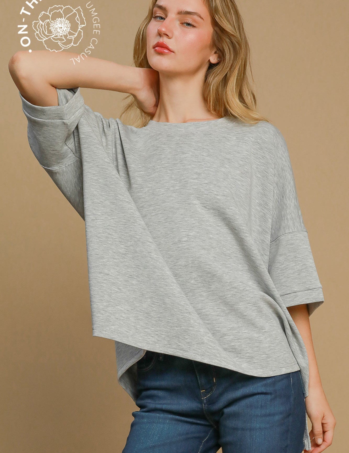 UMGEE Luxeknit Oversize Top - HEATHER GREY on Simply Obsessed