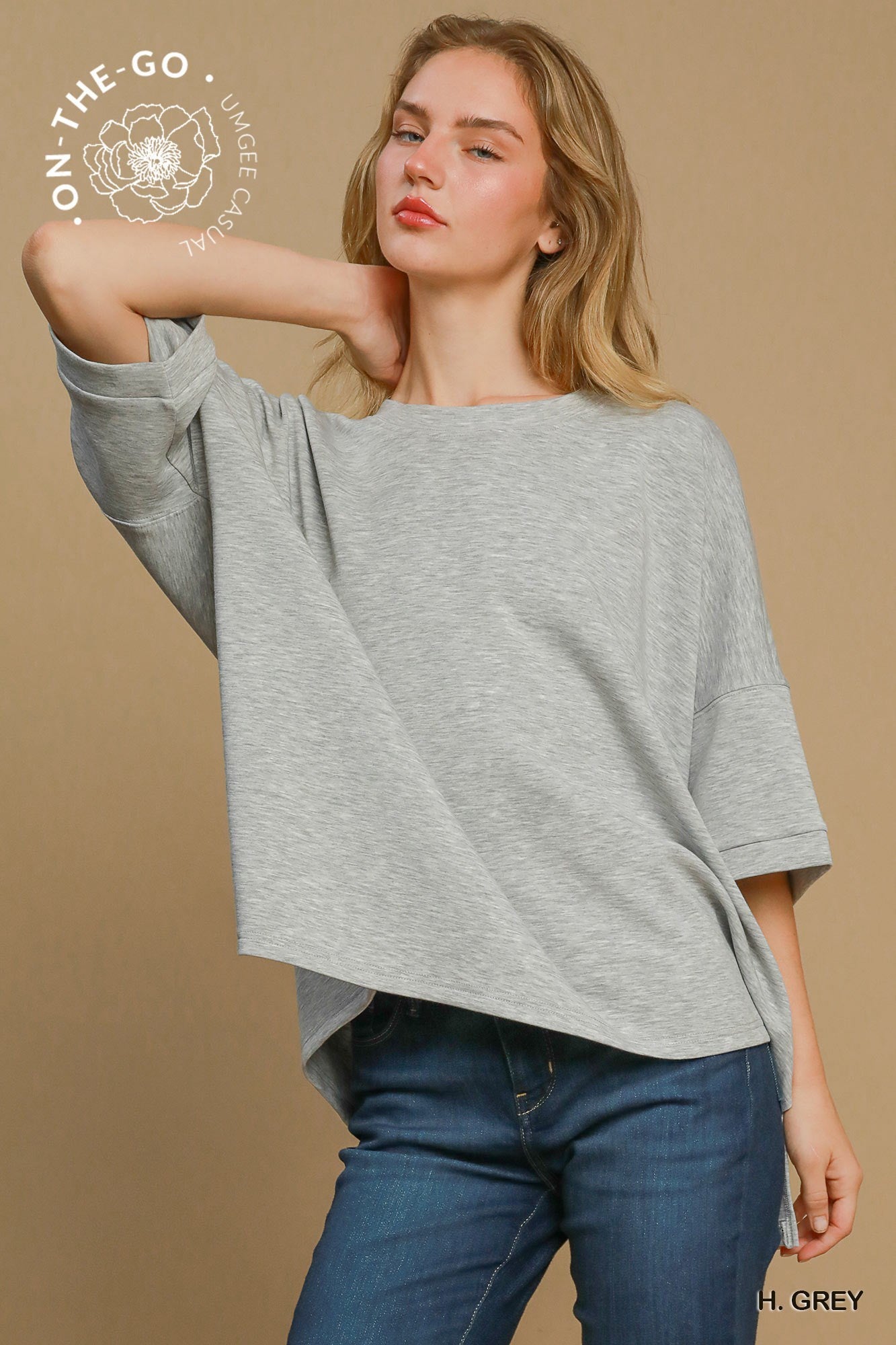 UMGEE Luxeknit Oversize Top - HEATHER GREY on Simply Obsessed