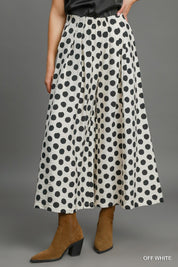 UMGEE Polka Dot Print Wide Leg Pants - OFF WHITE on Simply Obsessed