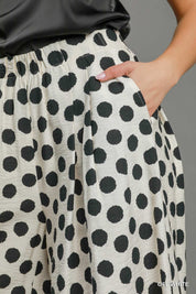 UMGEE Polka Dot Print Wide Leg Pants - OFF WHITE on Simply Obsessed