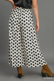 UMGEE Polka Dot Print Wide Leg Pants - OFF WHITE on Simply Obsessed
