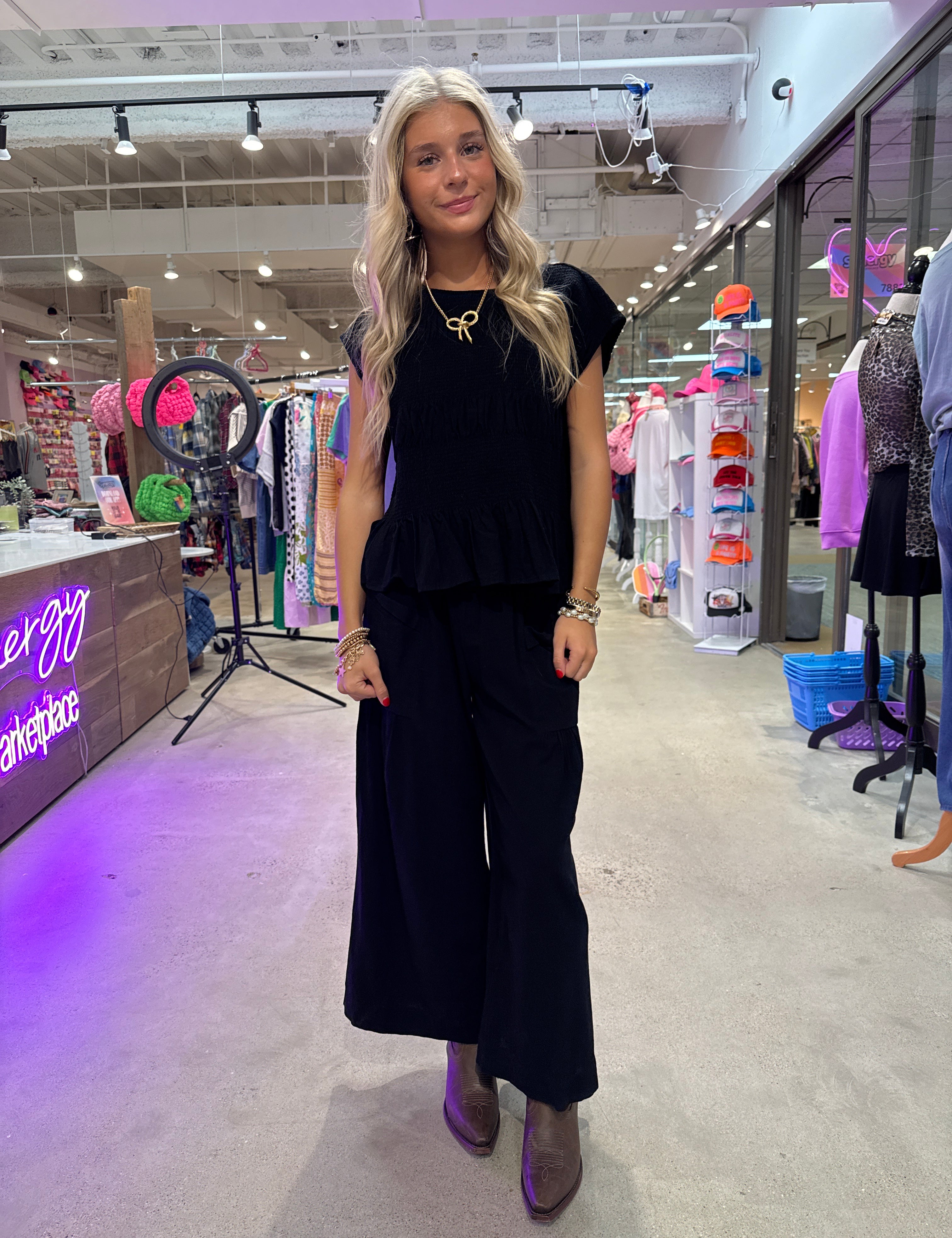 UMGEE Tiered & Waistband Set - BLACK on Simply Obsessed