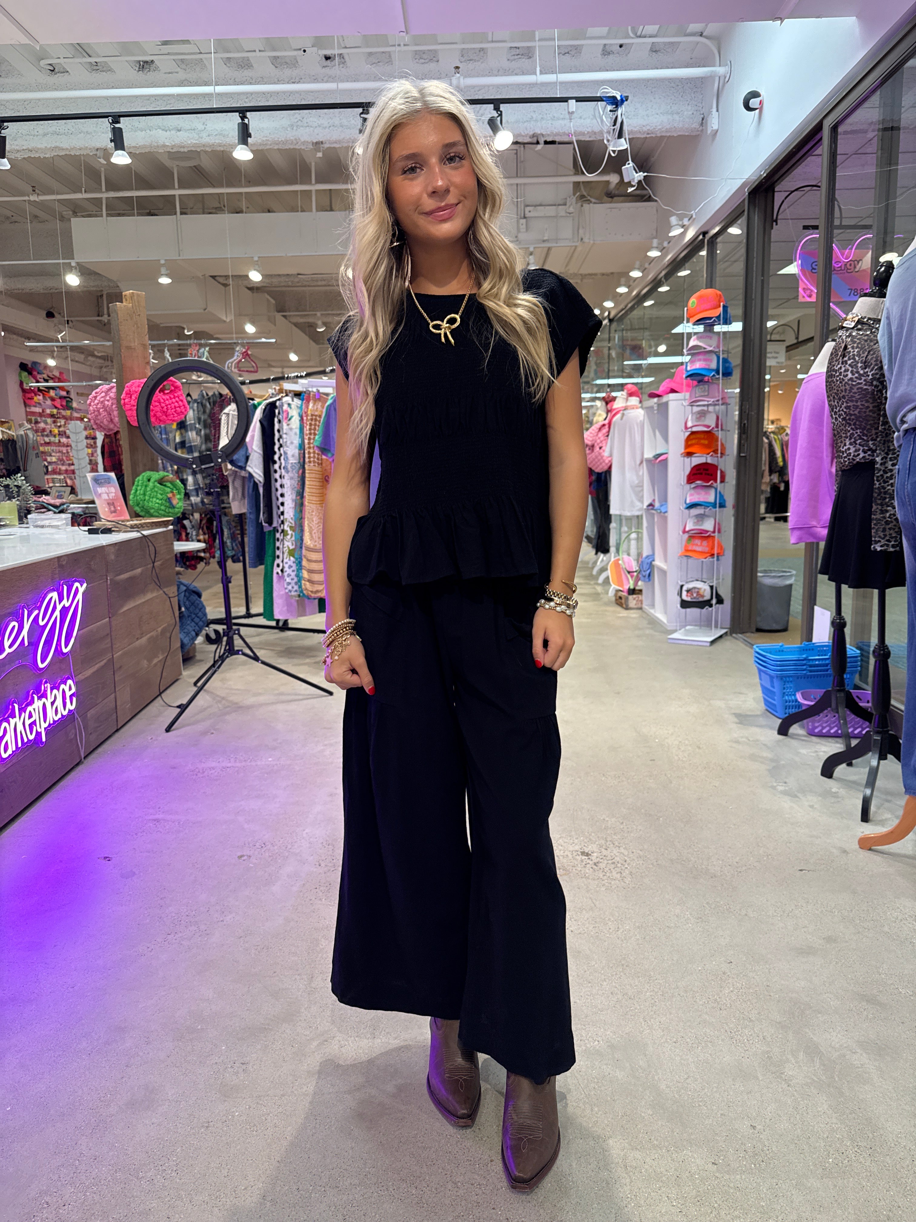 UMGEE Tiered & Waistband Set - BLACK on Simply Obsessed