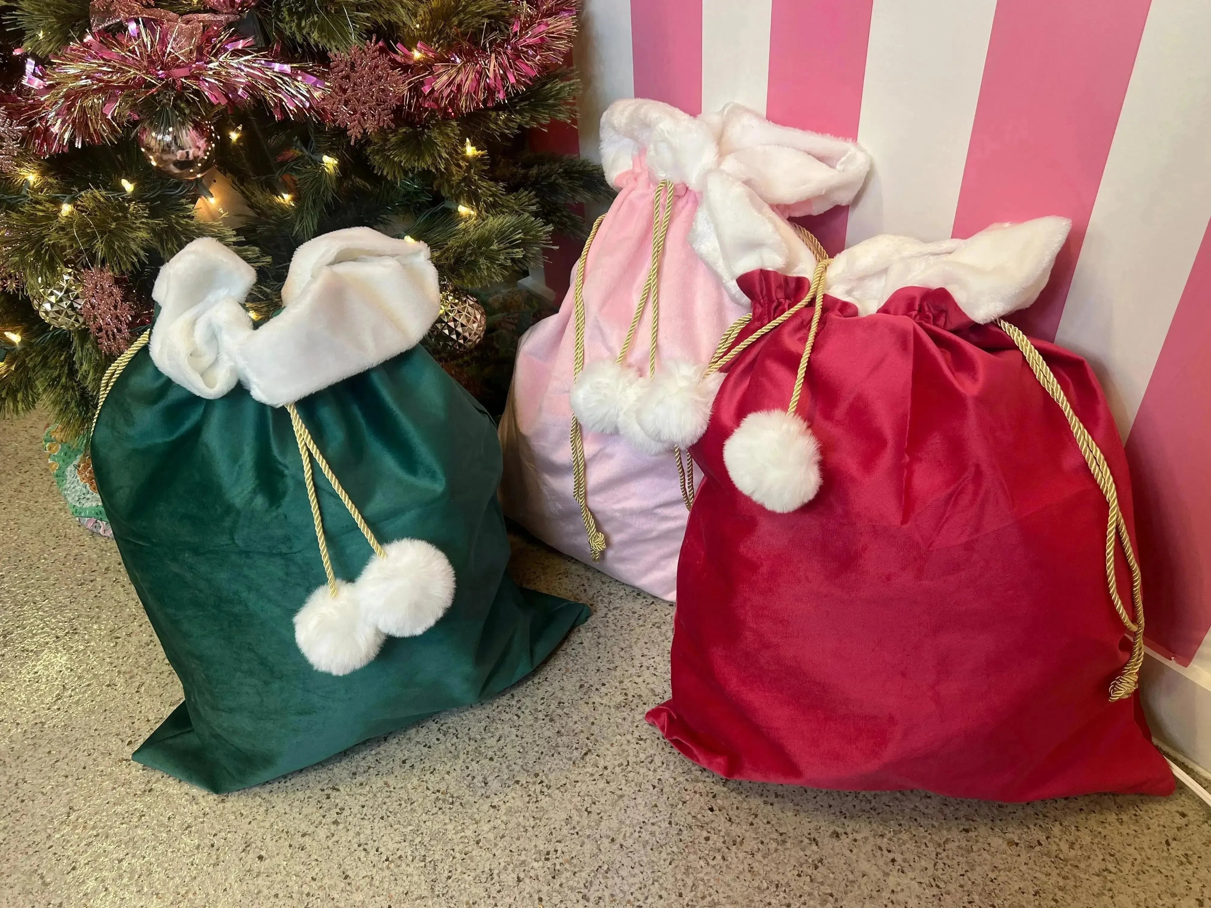 Velvet Santa Bag on Simply Obsessed