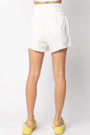 VERY J High-Waist Washed Mini Pocket Shorts on Simply Obsessed