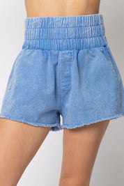 VERY J High-Waist Washed Mini Pocket Shorts on Simply Obsessed