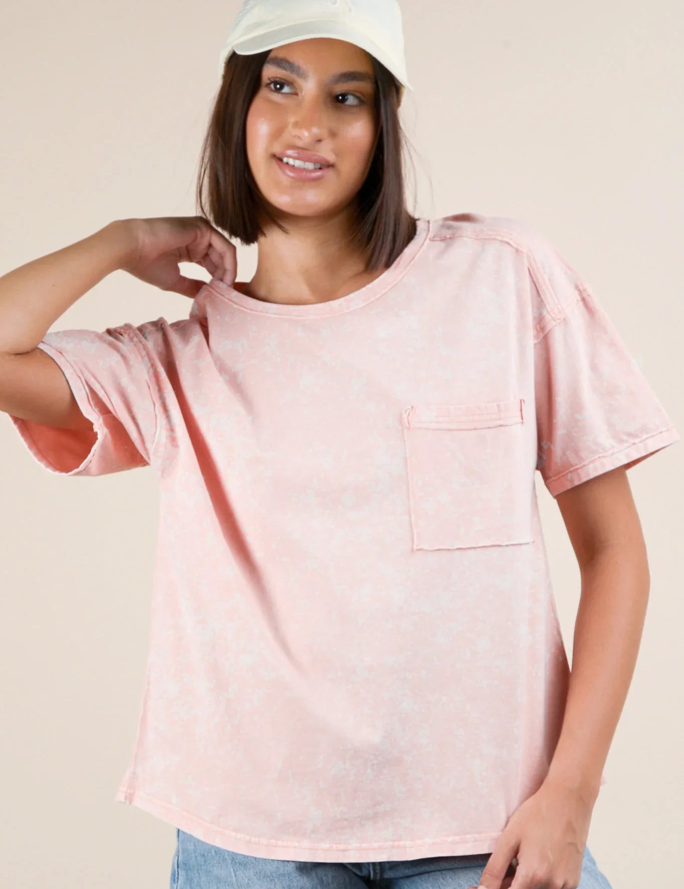 VERY J Mineral Washed Knit Pocket Tee on Simply Obsessed