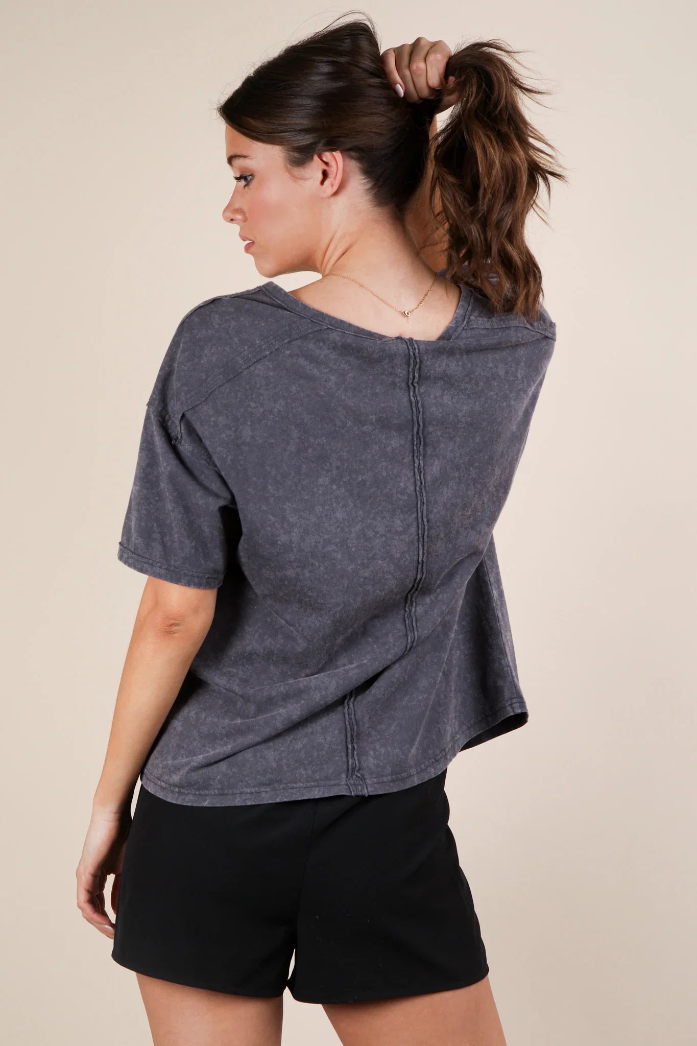 VERY J Mineral Washed Knit Pocket Tee on Simply Obsessed