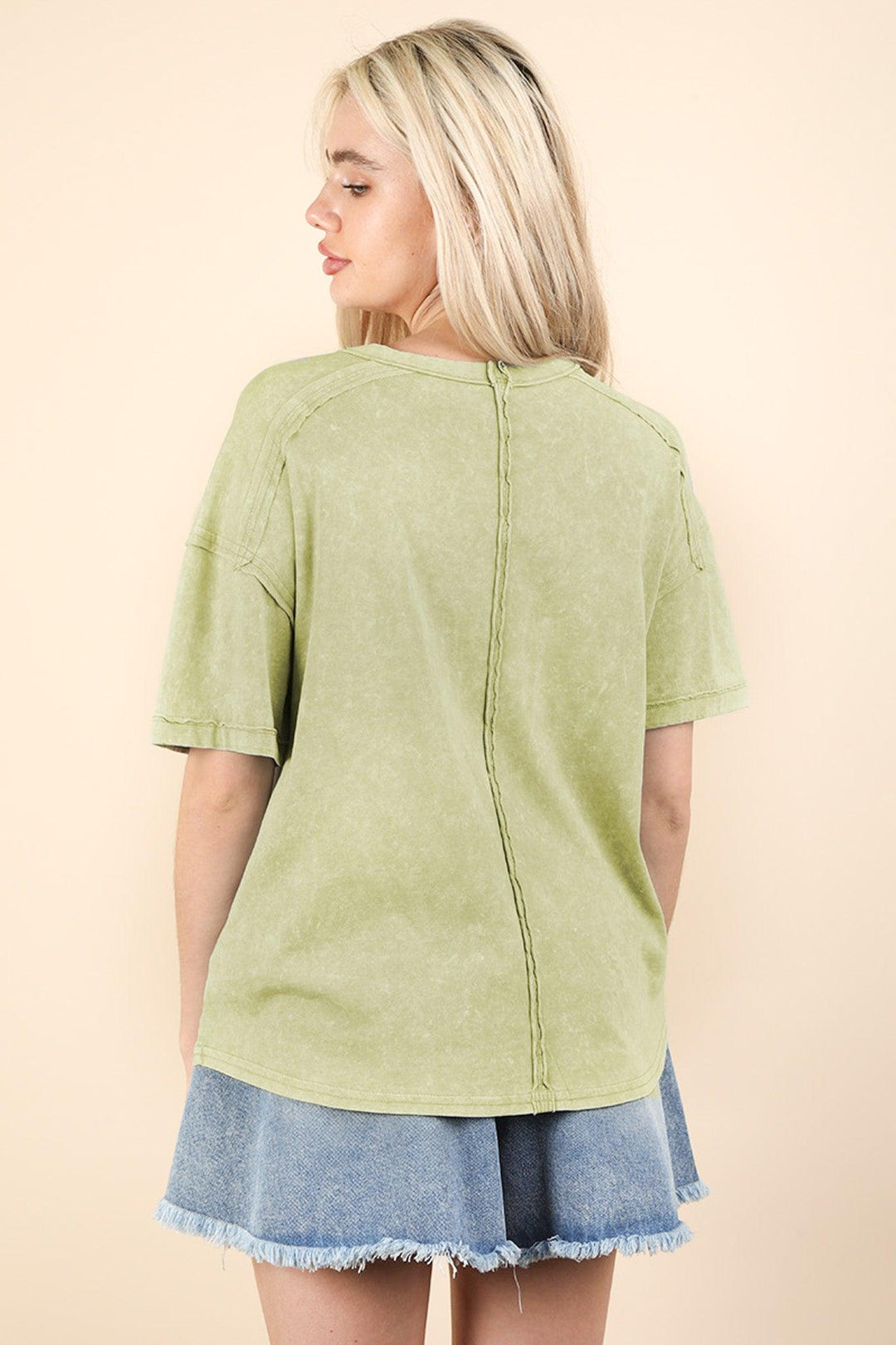 VERY J Mineral Washed Knit Top w/ Pocket on Simply Obsessed