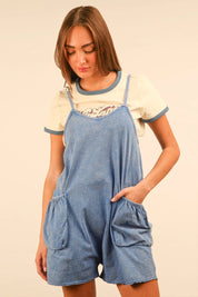 VERY J Mineral Washed Sleeveless Casual Knit Romper on Simply Obsessed