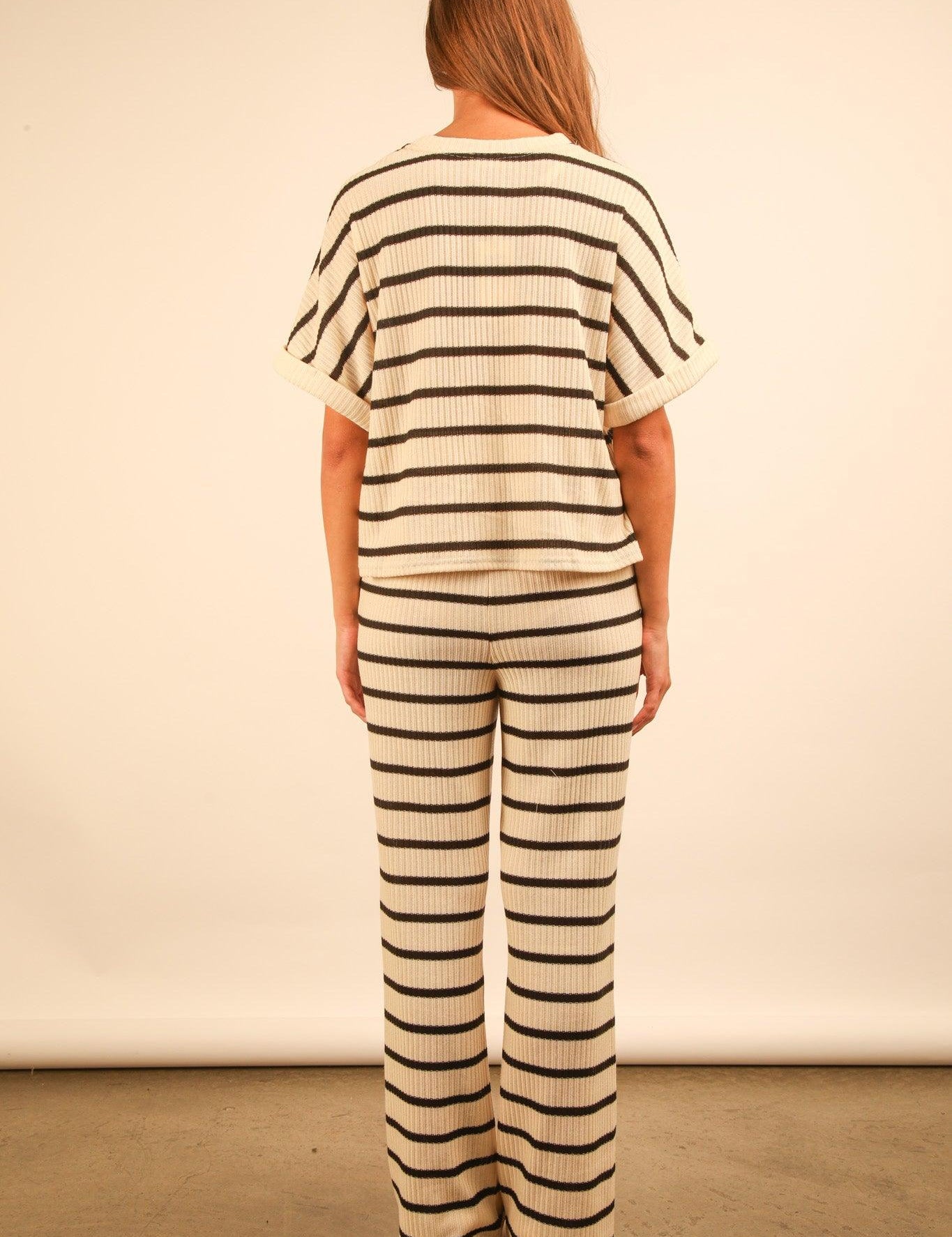 VERY J Striped Casual Top + Pants Set - CREAM on Simply Obsessed