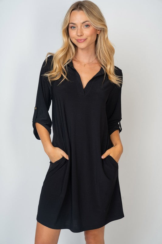 WHITE BIRCH Black Dress w/ Pockets on Simply Obsessed