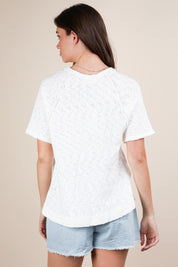 VERY J Solid Casual Knit Top With Patch Pocket on Simply Obsessed