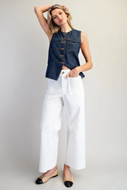 EESOME Scalloped Pocket Straight Leg Pants
