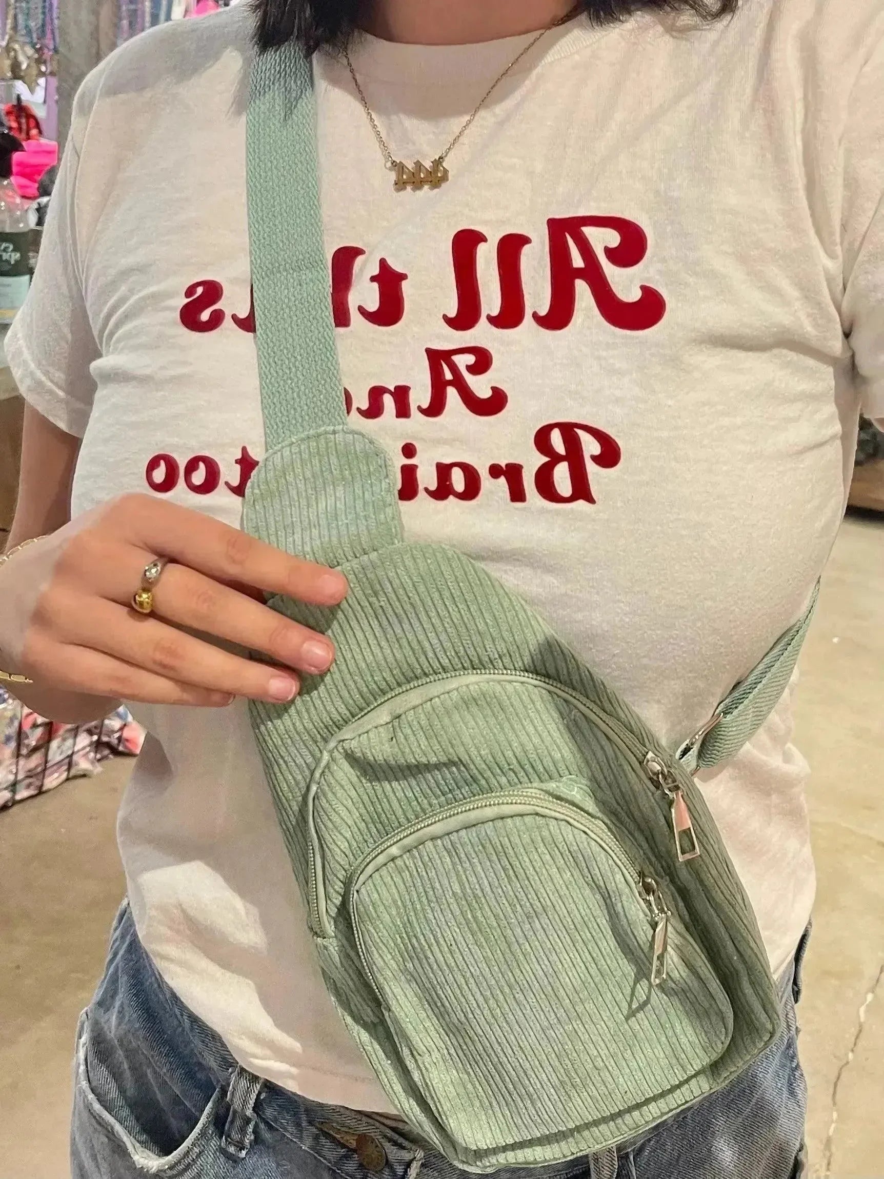 WS: Corduroy Sling Bag on Simply Obsessed