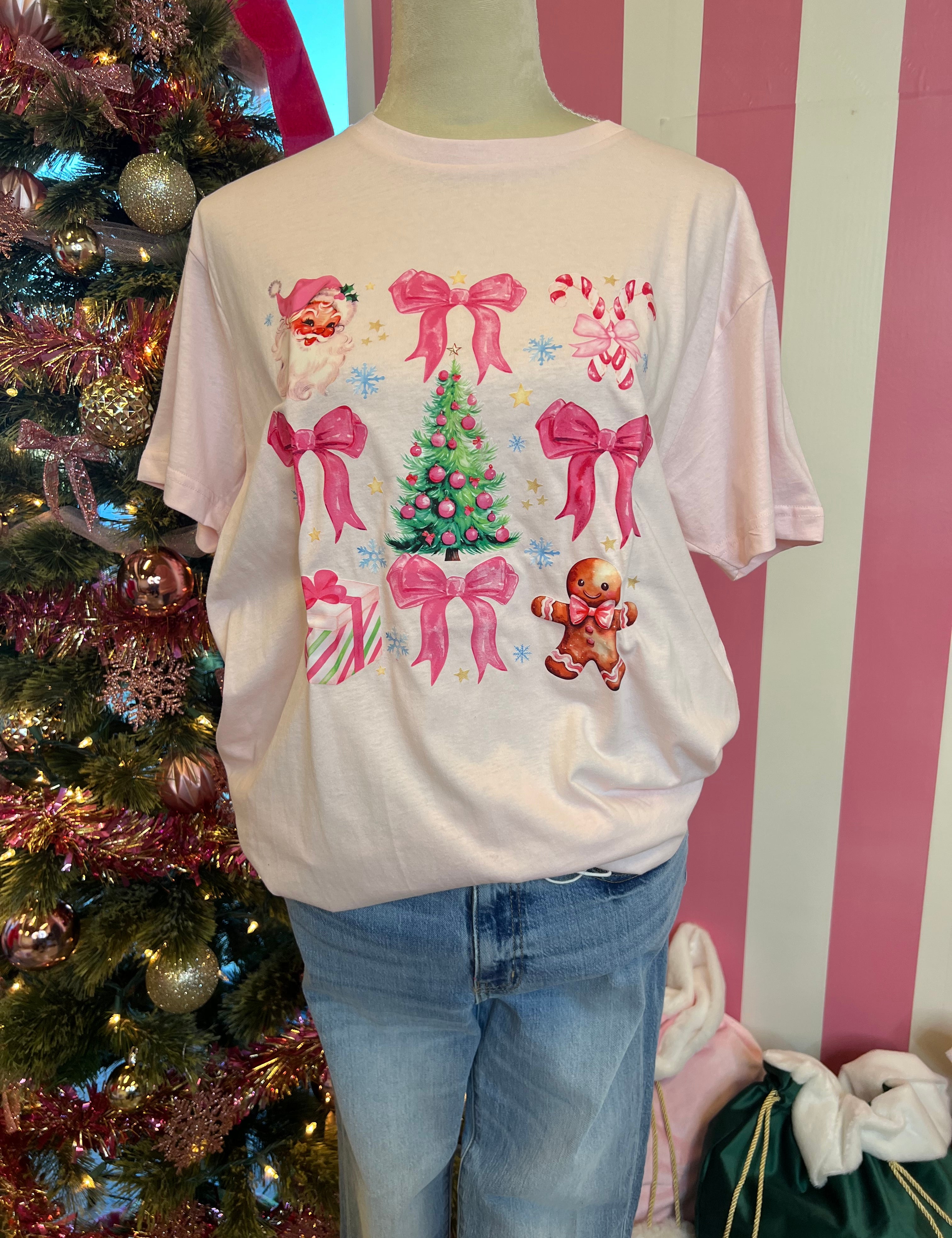 WS: Pink Bow Christmas Tee on Simply Obsessed